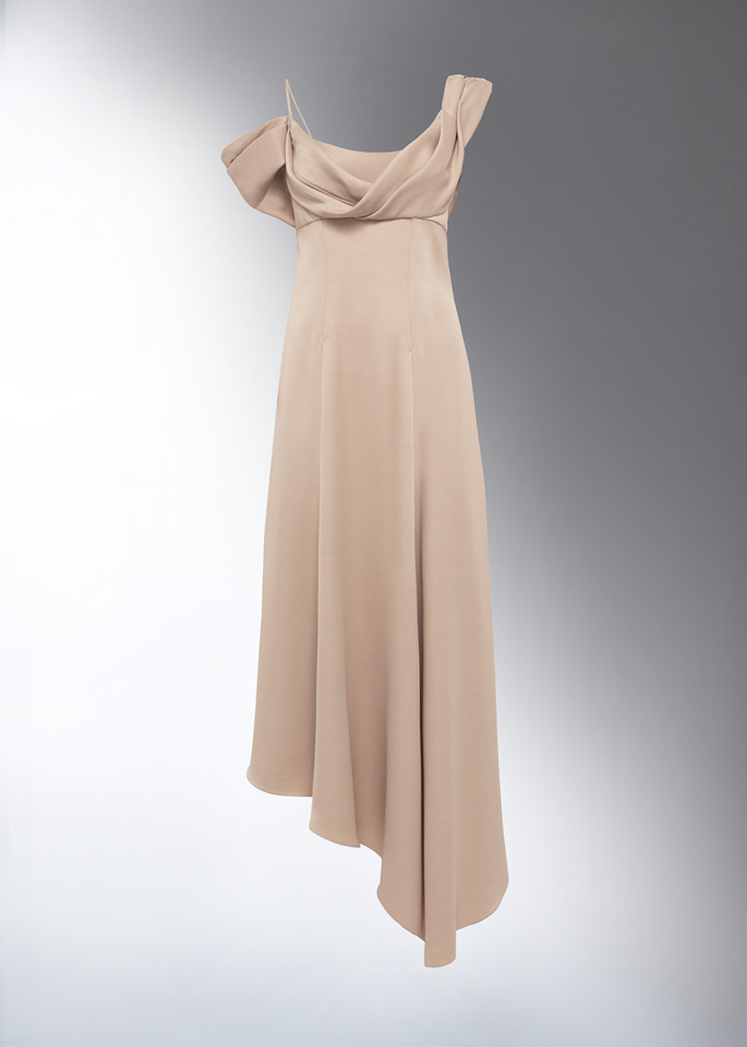 DEL CORE: ASYMMETRICAL DRESS WITH DRAPED NECKLINE