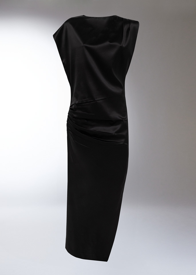 DEL CORE: LONG SLEEVELESS DRESS WITH ROUCHED DETAIL