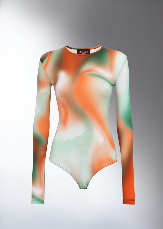 DEL CORE: LONGSLEEVED PRINTED BODYSUIT