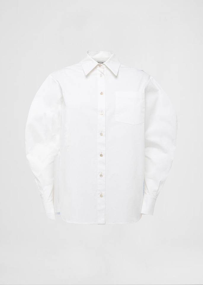 DEL CORE: RELAXED STRETCH COTTON POPLIN FIT SHIRT WITH SCULPTED SLEEVE