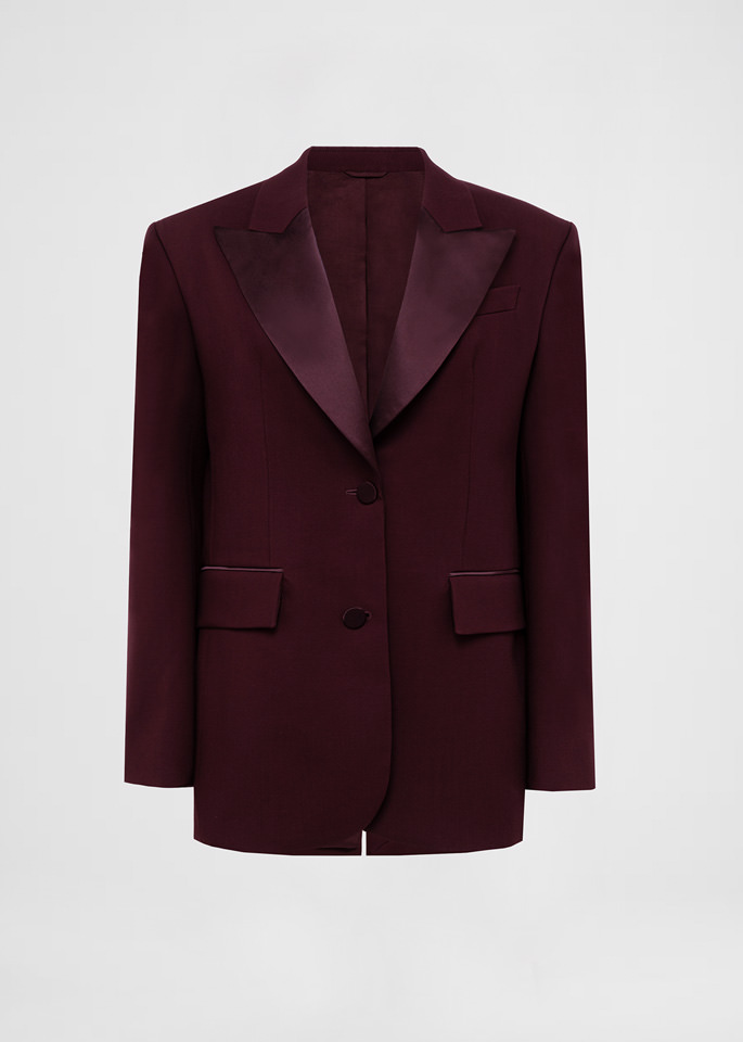 DEL CORE: SINGLE BREASTED PEAK LAPEL WOOL JACKET