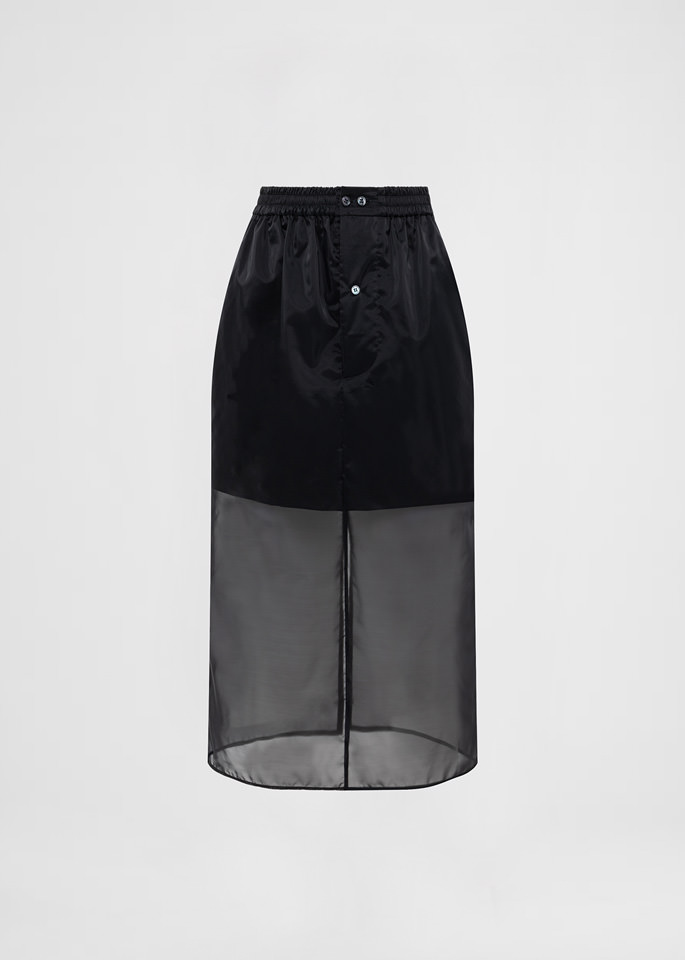 DEL CORE: JOGGER DOUBLE SKIRT IN NYLON ORGANZA WITH MINI SLIP SKIRT IN COTTON