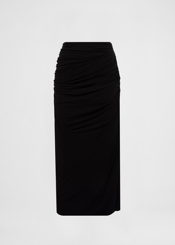 DEL CORE: GATHERED TUBINO SKIRT IN CREPE JERSEY