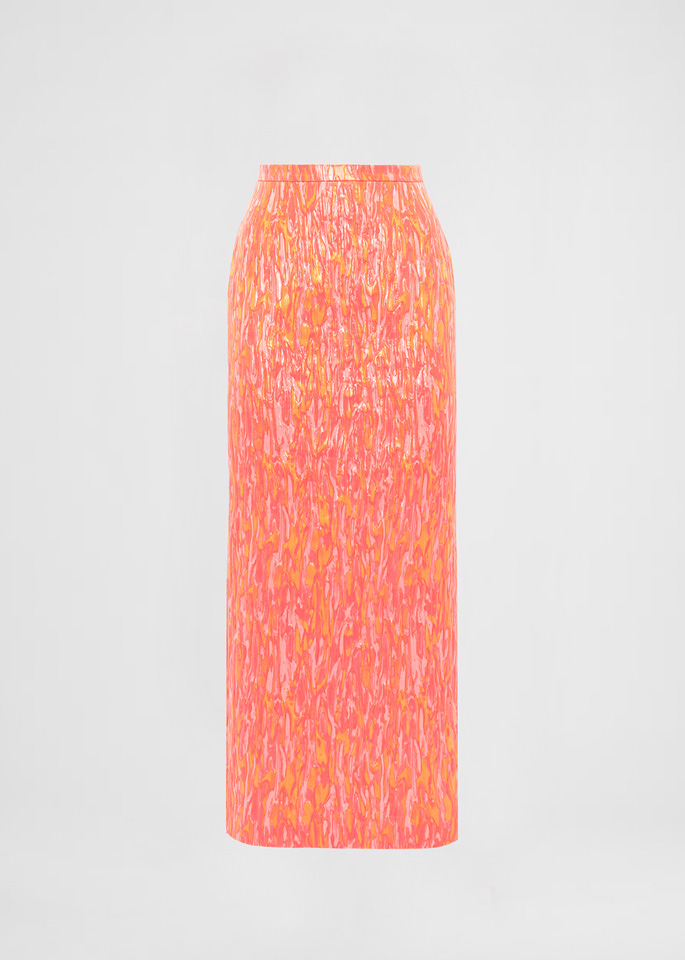 DEL CORE: LONG HIGH WAISTED PENCIL SKIRT IN SILK JACQUARD