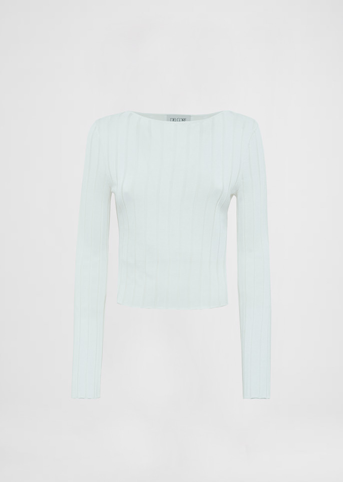 DEL CORE: BOAT NECK RIBBED VISCOSE SWEATER