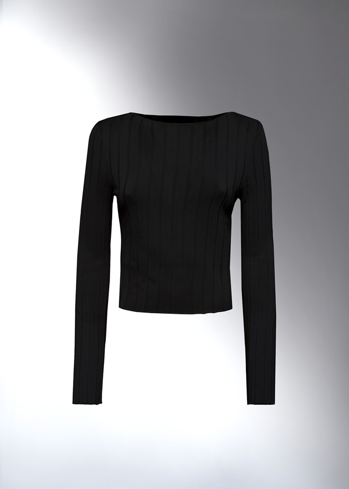 DEL CORE: BOAT NECK RIBBED VISCOSE SWEATER