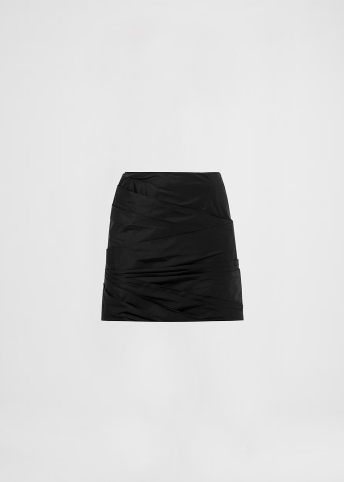 DEL CORE: ROUCHED TAFFETA MINI SKIRT