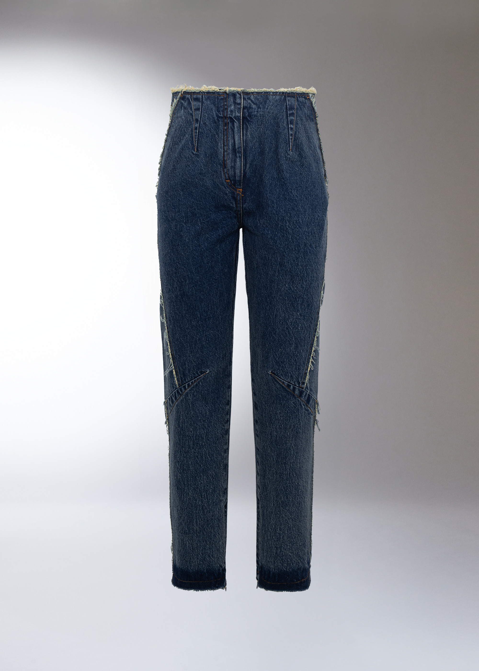 Denim tapered shops trousers