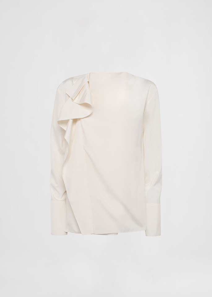 DEL CORE: LONGSLEEVE TOP IN TAFFETTA WITHRUFFLE DETAIL