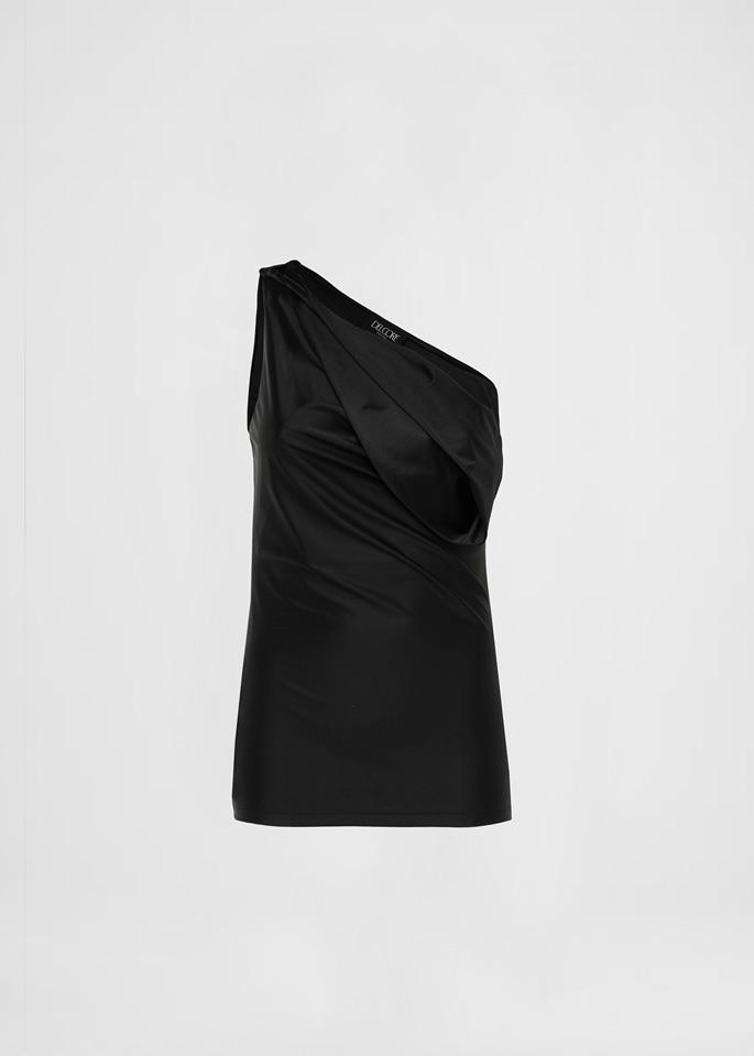 DEL CORE: ASYMMETRIC DRAPED FITTED TOP