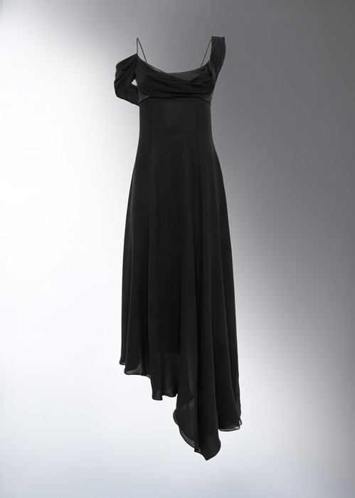 DEL CORE: ASYMMETRICAL DRESS WITH DRAPED NECKLINE