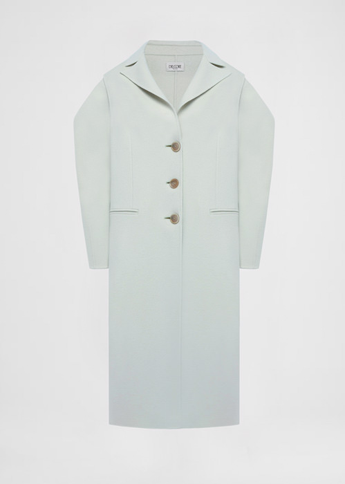 DEL CORE DOUBLE FACE WOOL COAT WITH DETACHABLE SCULPTEDSLEEVES