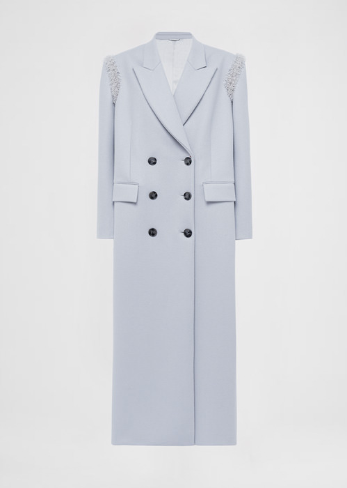 DEL CORE OVERSIZED WOOL BLEND COAT WITH CRYSTALSEMBROIDERY ON THE SHOULDER