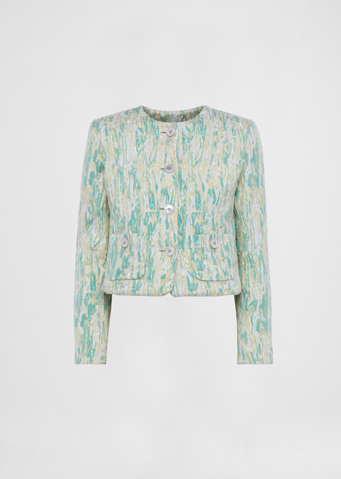 DEL CORE CROPPED BOLERO JACKET IN SILK JAQUARD