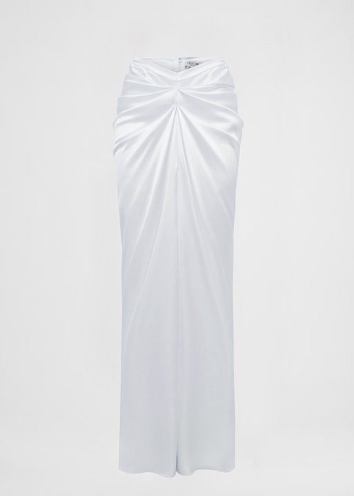 DEL CORE EVENING SKIRT IN CREPE SATIN WITH GATHERED FRONTAL DETAIL AND BACK SLIT