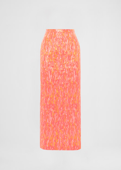 DEL CORE LONG HIGH WAISTED PENCIL SKIRT IN SILK JACQUARD