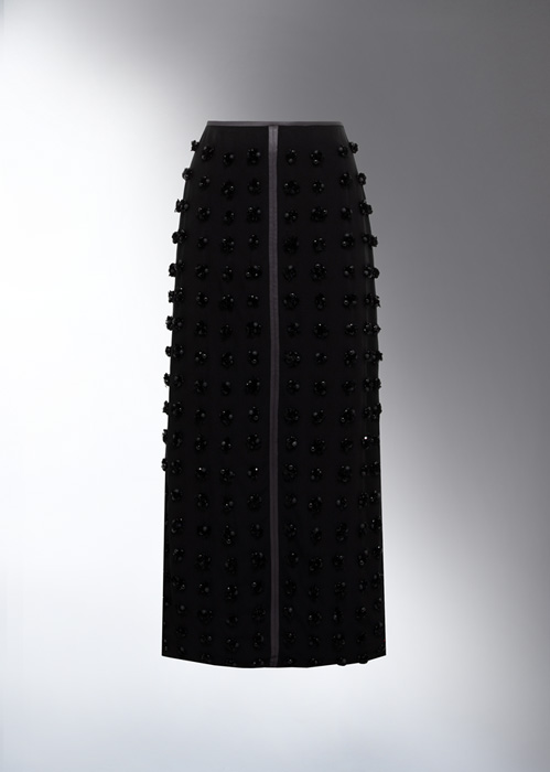 DEL CORE: EMBROIDERED MIDI SKIRT WITH BORDER DETAIL
