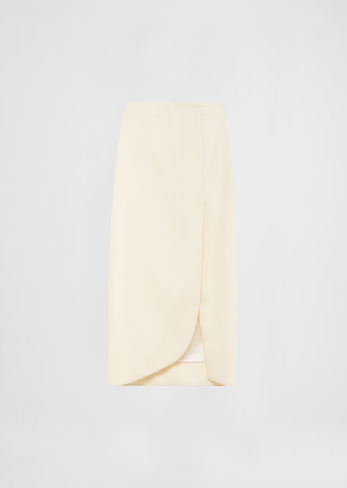 DEL CORE TULIP TUBINO SKIRT IN WOOL WITH CURVED FRONT SPLIT