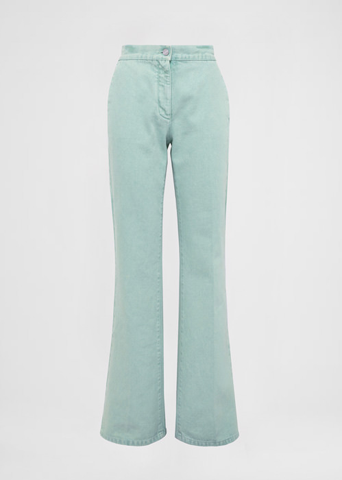 DEL CORE: FLARE HIGH WAISTED DENIM TROUSERS