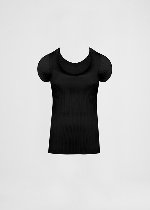 DEL CORE: SLEEVELESS SWEATER WITH WIRE RUFFLE DETAIL AT FRONT BODY