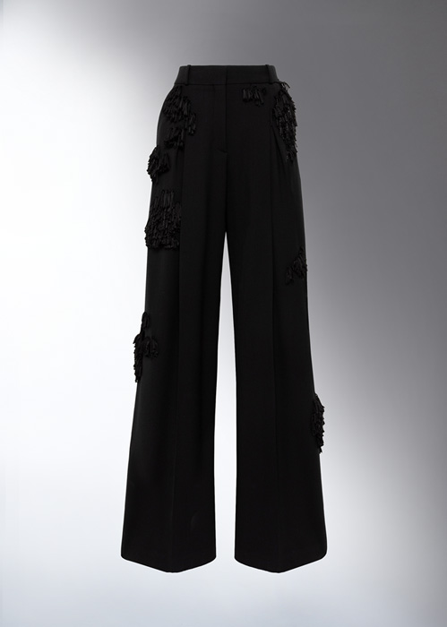 DEL CORE: EMBROIDERED WIDE LEG TROUSERS