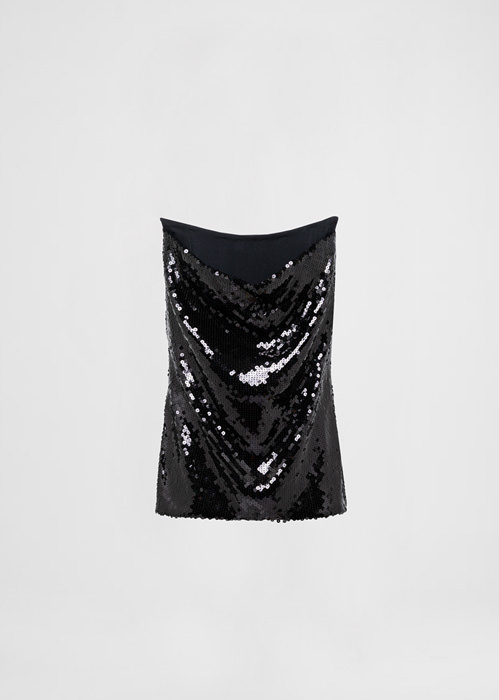 DEL CORE TOP BUSTIER DRAPPEGGIATO CON CORSETTO IN PAILLETTES