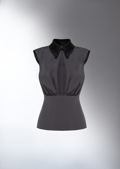 DEL CORE DRAPED TOP WITH COLLAR DETAIL
