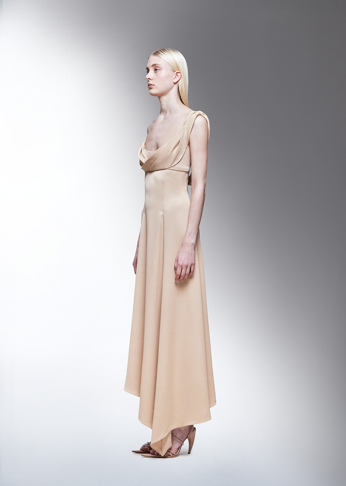 DEL CORE: ASYMMETRICAL DRESS WITH DRAPED NECKLINE