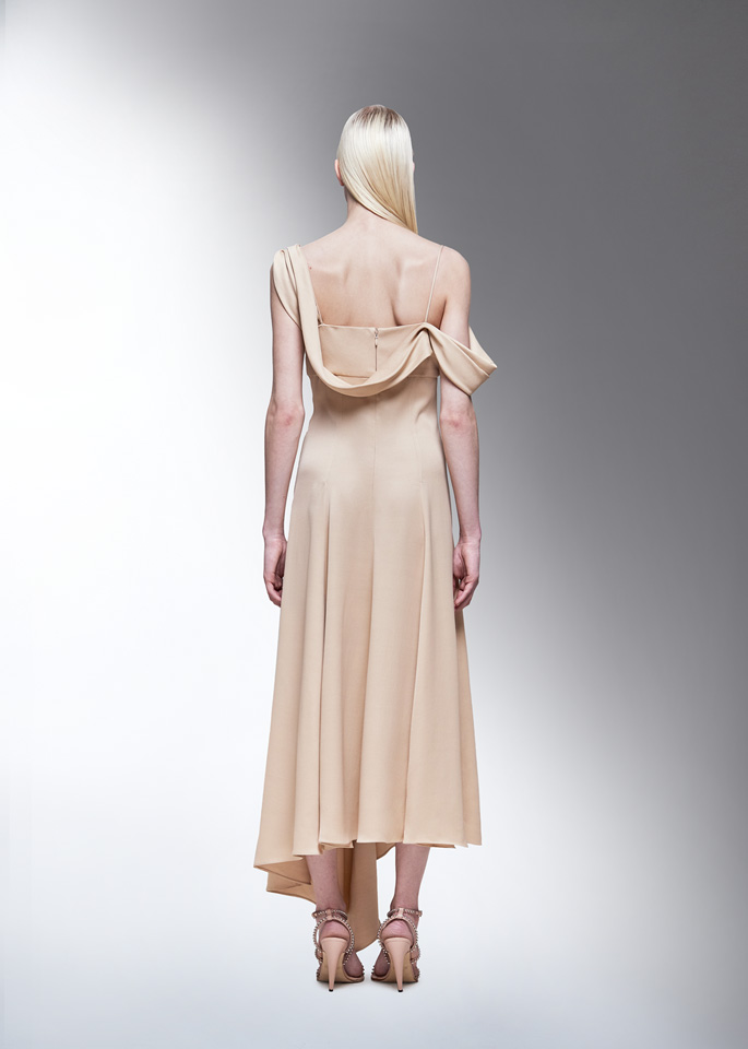 DEL CORE: ASYMMETRICAL DRESS WITH DRAPED NECKLINE