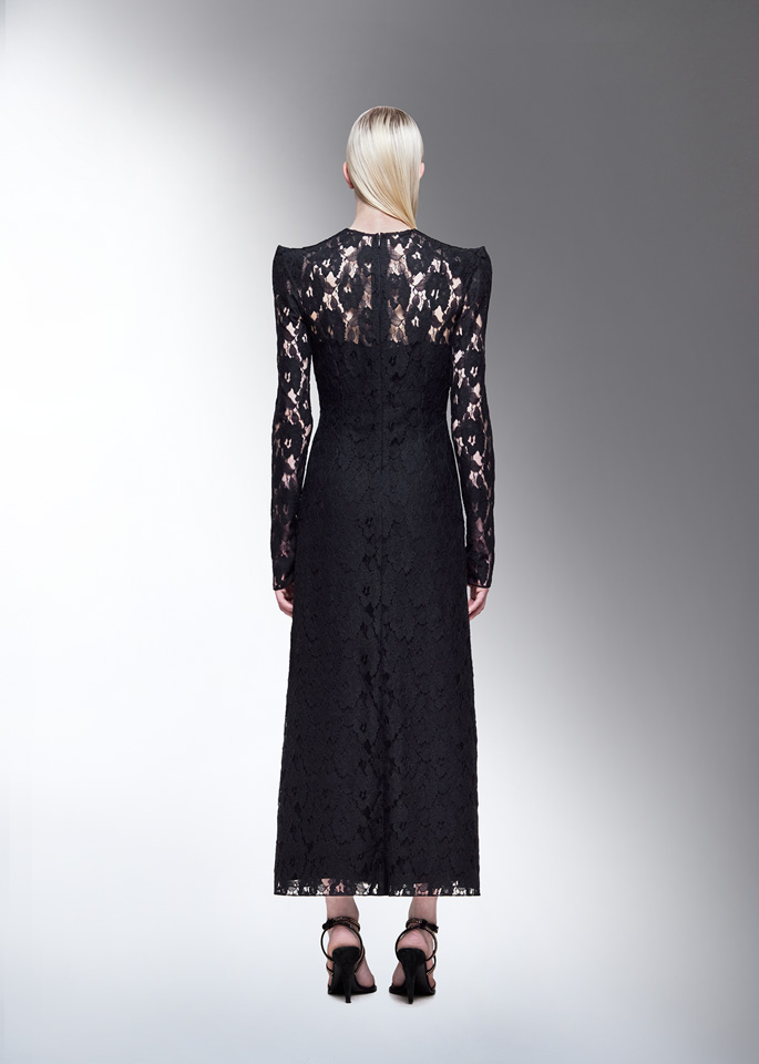 DEL CORE: SPIRE SHOULDER ZIPPER-UP LACE DRESS