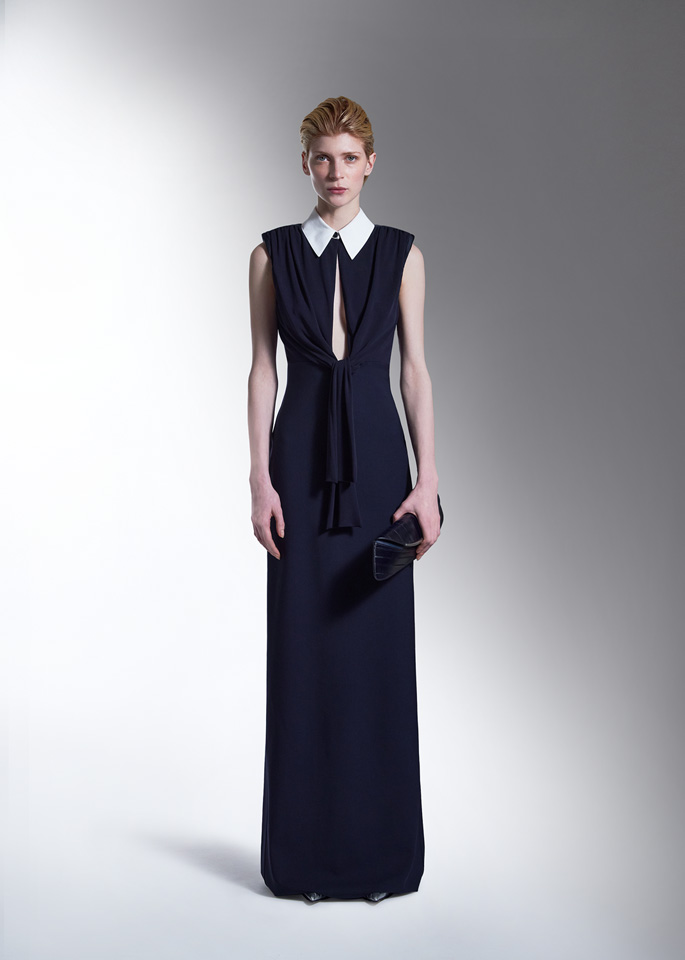 DEL CORE: DRAPED GOWN WITH COLLAR