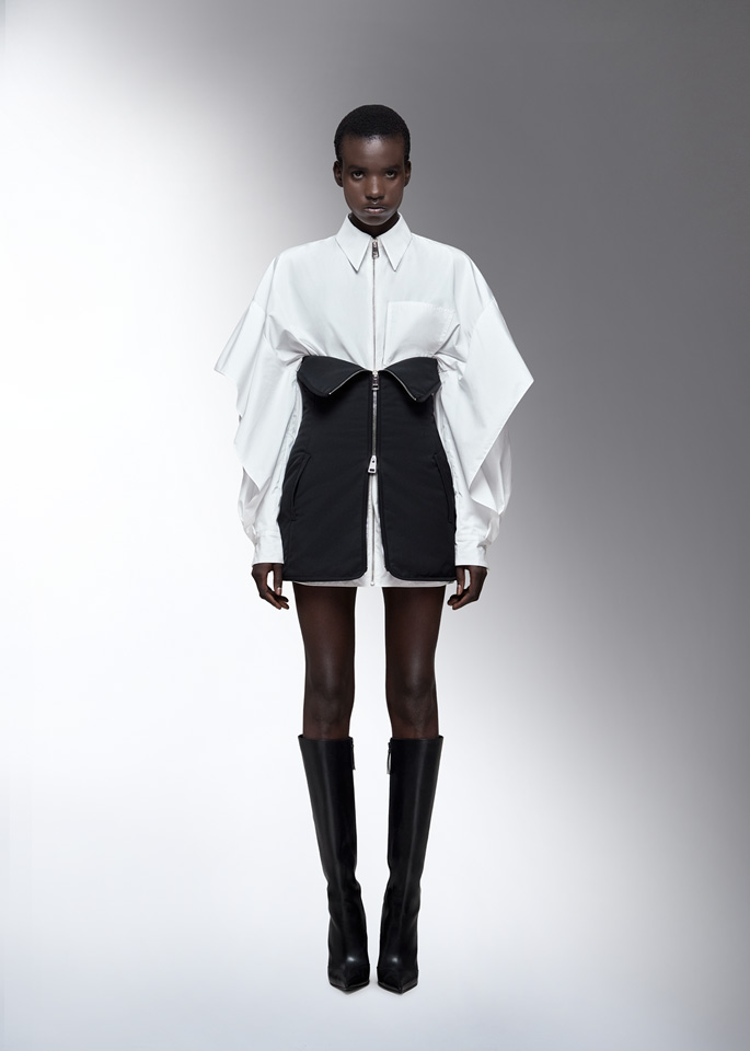 DEL CORE: WINGED ZIPPER-UP SHIRT MINI DRESS