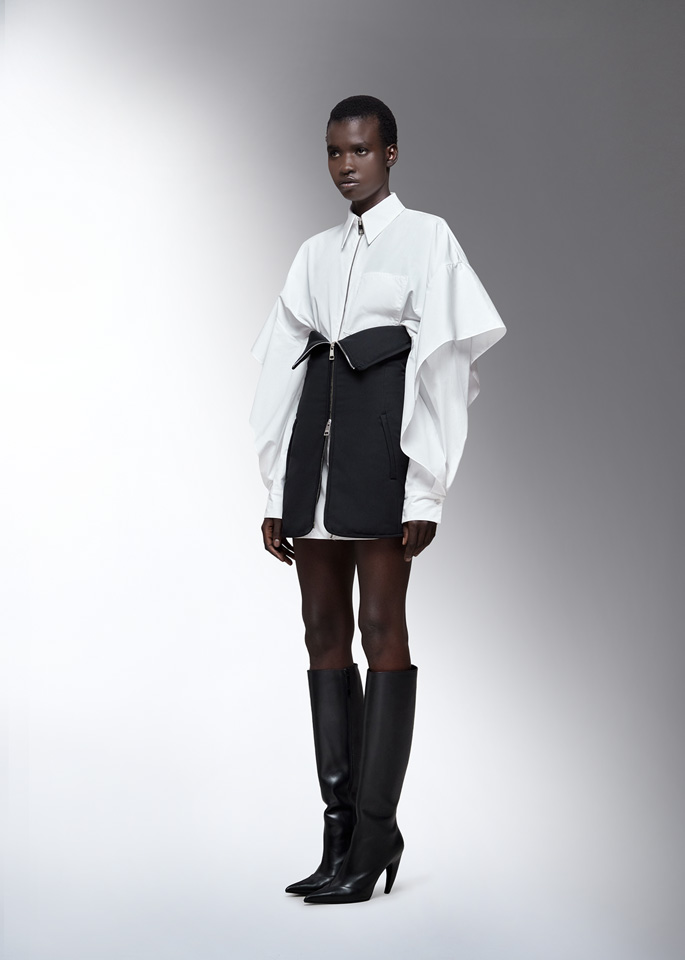 DEL CORE: WINGED ZIPPER-UP SHIRT MINI DRESS