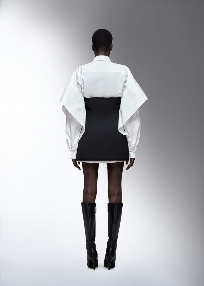 DEL CORE: WINGED ZIPPER-UP SHIRT MINI DRESS